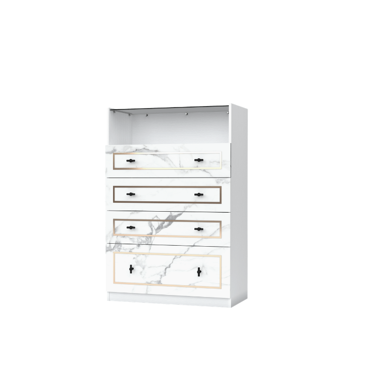 ตู้ลิ้นชัก 4 ลิ้นชัก WISDOM DESIGN FURNITURE รุ่น GDW-801 80 ซม. สีขาว/ซอฟท์มาร์เบิ้ล